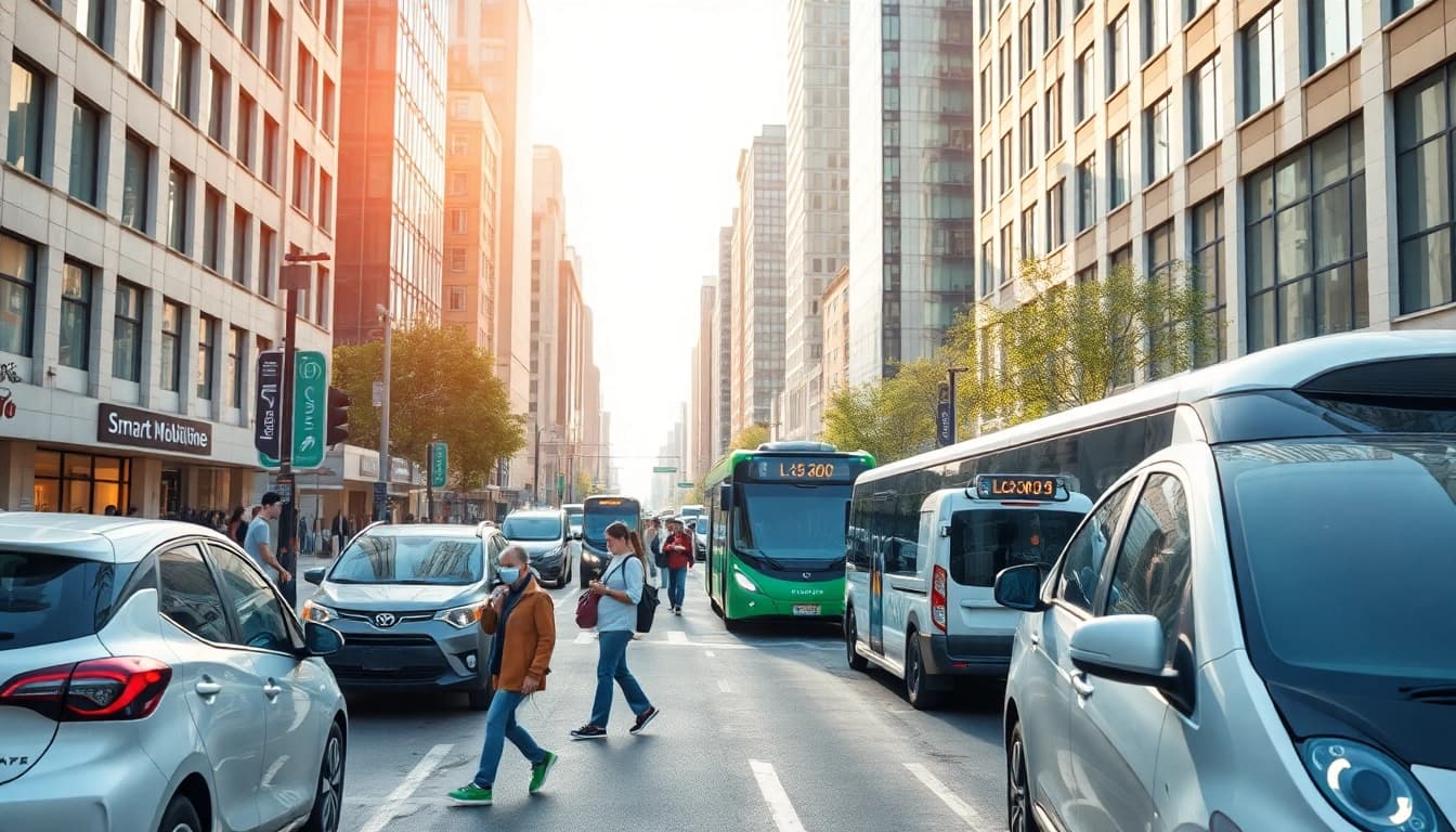 Erleben Sie Smart Mobility mit modernen Verkehrslösungen in einer dynamischen Stadtlandschaft.
