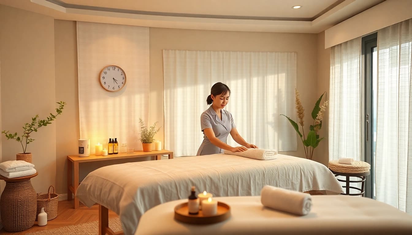 오산출장마사지: 가정 방문 준비 완료된 전문 젊은 여성 마사지 치료사