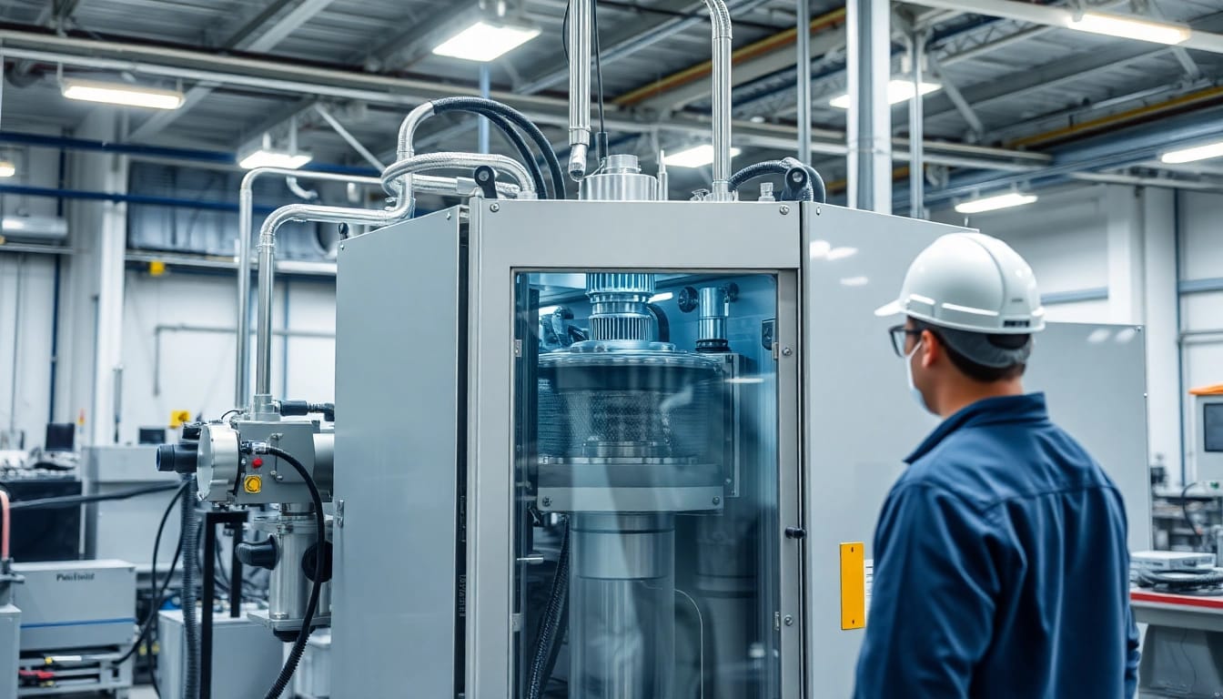 Spritzguss Kleinserie in Aktion: Hochmoderne Maschine produziert präzise Kunststoffteilchen effizient.