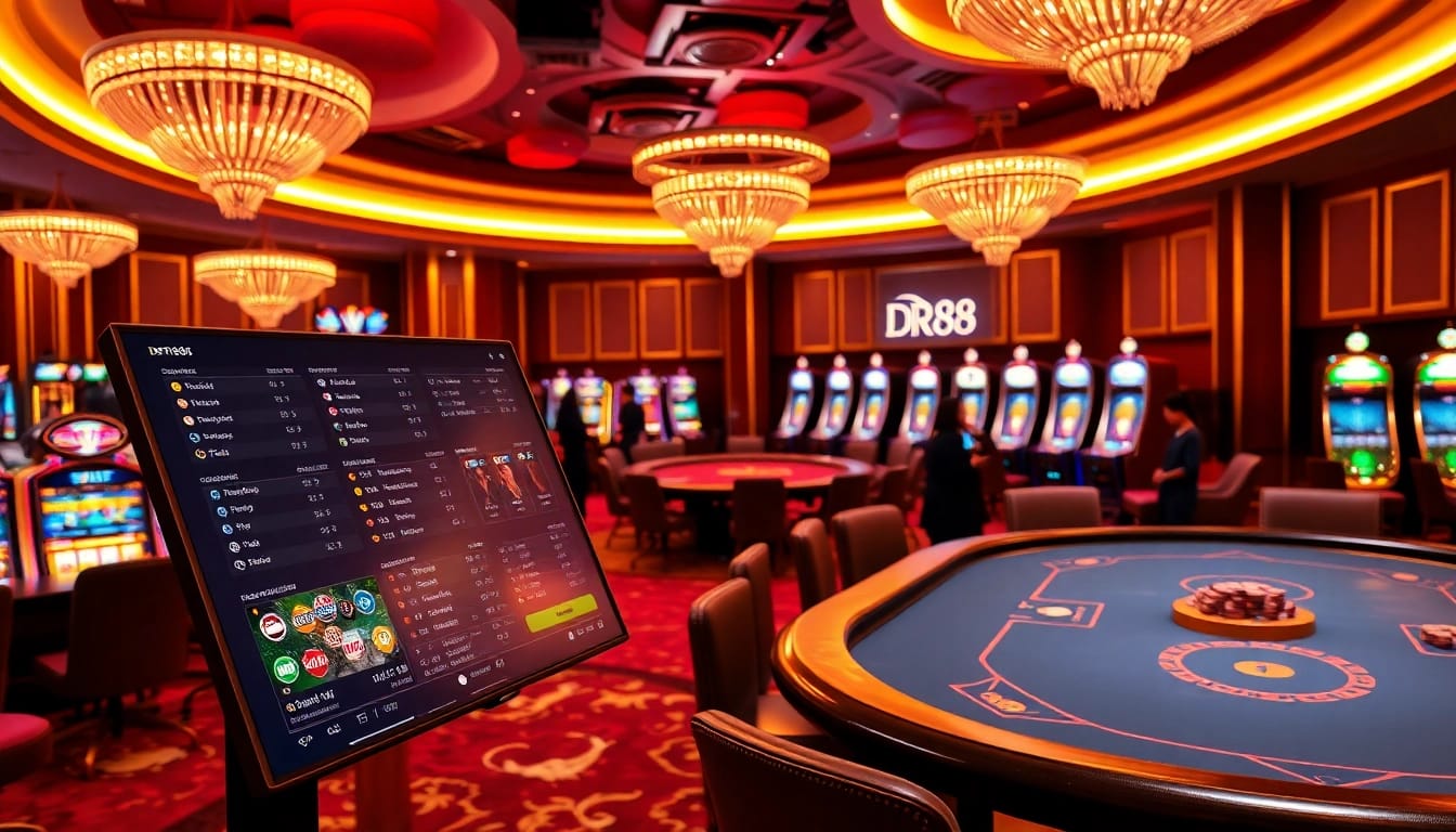 Cá cược thể thao DR88 engaging users in a high-end casino setting