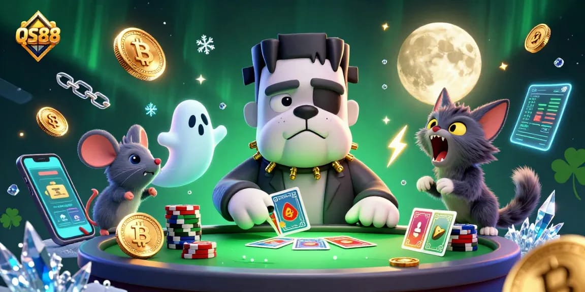 Experience thrilling gaming at QS88 with a monster dealer and ghostly chips in a spooky casino.