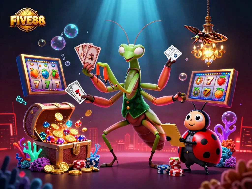 Spin the reels with FIVE88's vibrant casino elements, featuring dynamic gameplay and exciting slot machines.