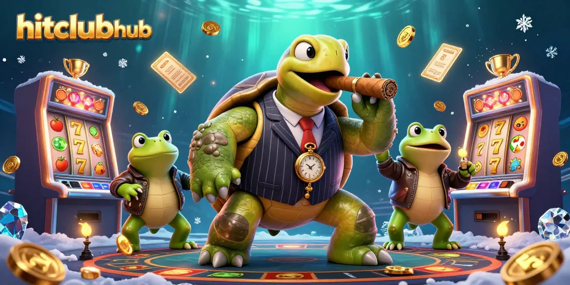 Hitclubhub players spin the reels in an exciting casino scene with vibrant characters and game elements.