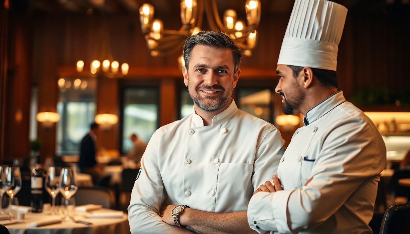 Headhunter Gastronomie bei der Rekrutierung eines talentierten Küchenchefs in einem eleganten Restaurant.