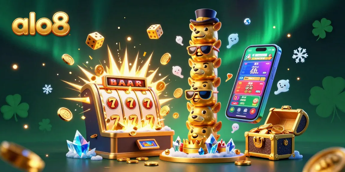 Alo8 engages gamers with a dynamic slot machine spectacle bursting with winning symbols and golden coins.