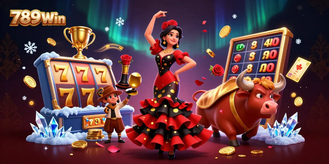Experience excitement at 789Win with a vibrant casino illustration featuring dynamic slot elements.