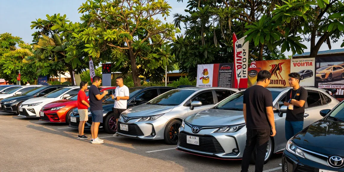Engagierte Mitglieder des Toyota Verso Forums, die bei einem lebhaften Autotreff über Modifikationen und Erfahrungen diskutieren.