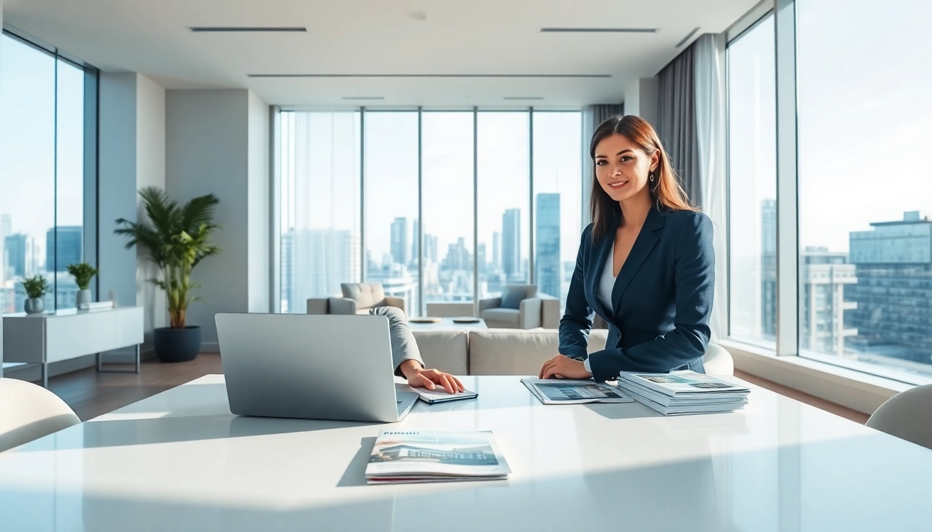 Immobilienmakler Frankfurt Dornbusch presenting luxury properties in modern office.