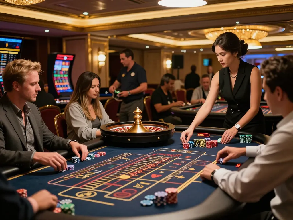 Sunwin players at a live roulette table enjoying the thrill of the game in an upscale casino environment.