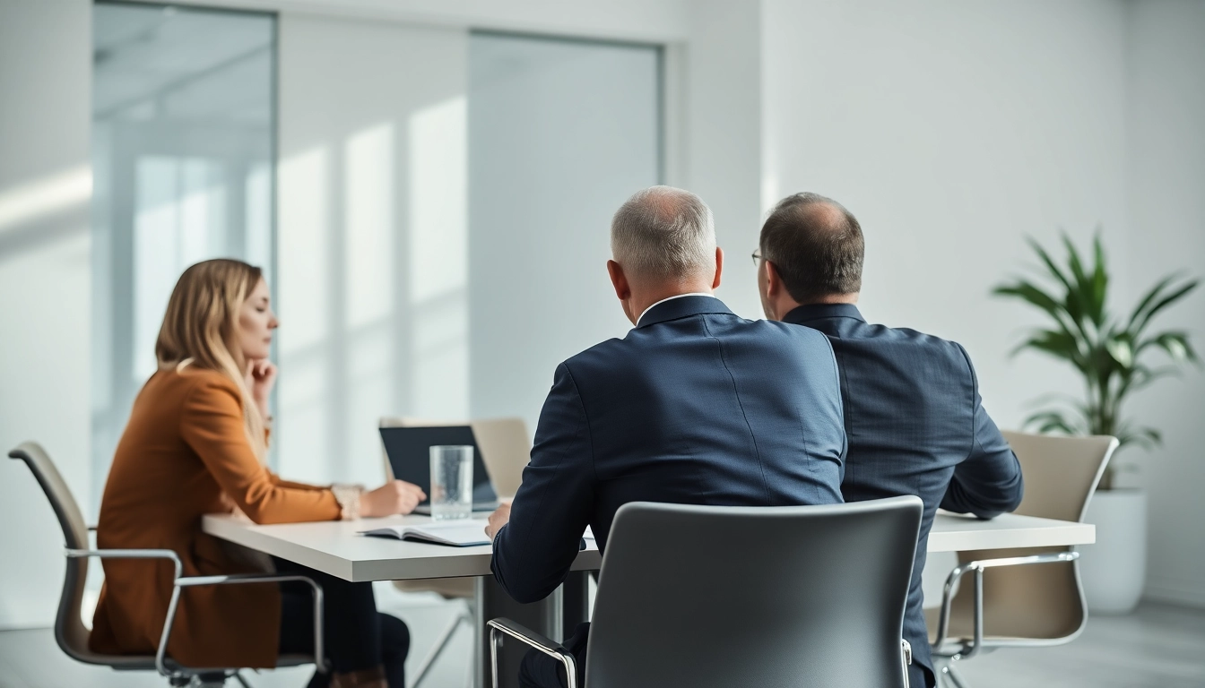 Unternehmensberatung: Unternehmensberater erklärt Klienten Strategien zur Geschäftsentwicklung.