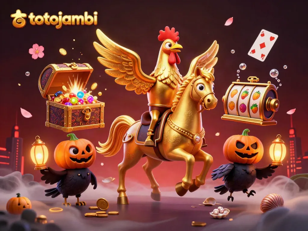 Experience the thrill of winning at totojambi with a dynamic casino scene featuring exciting characters and elements.