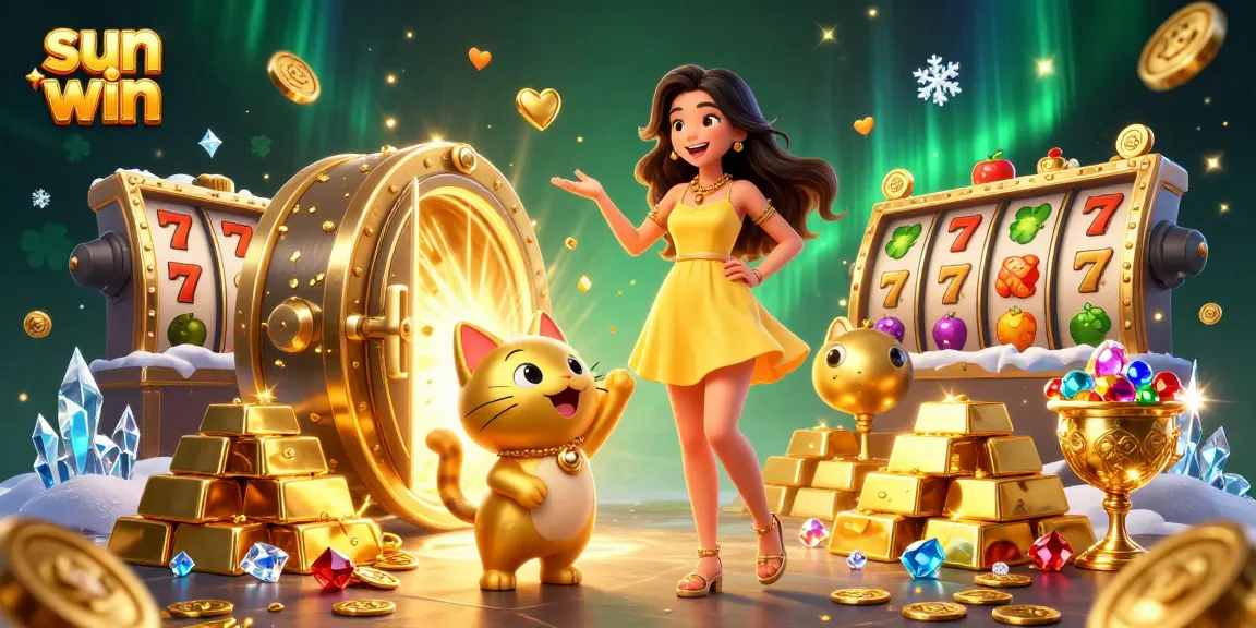 Experience excitement with sun win while playing bright slot games in a vibrant casino scene.