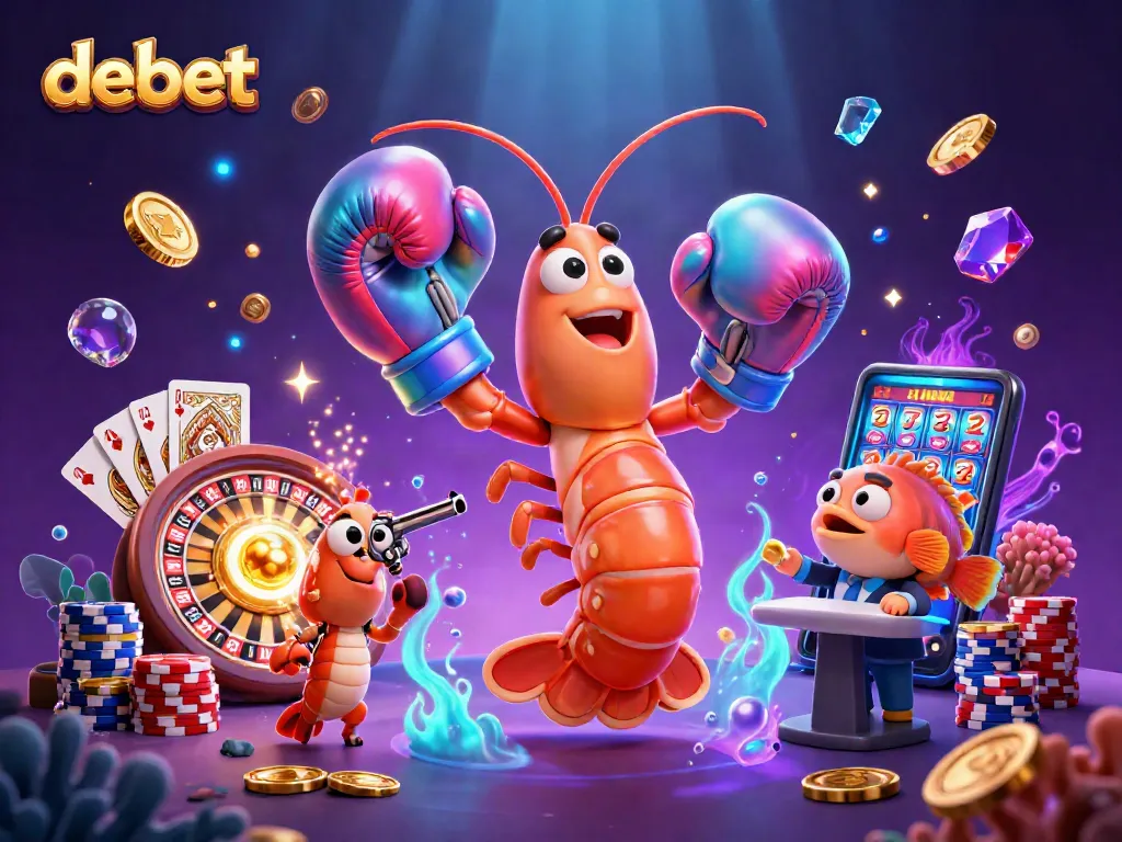 Experience the thrill of debet with vibrant casino characters, spinning roulette, and dazzling gems in action.