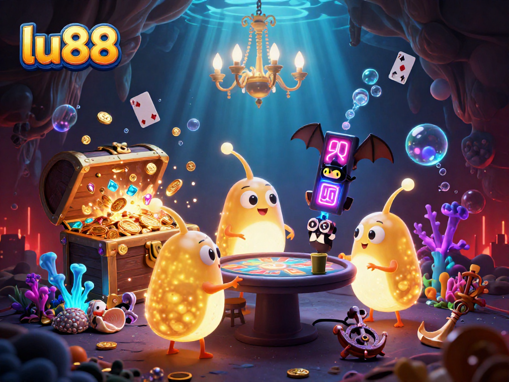 Light up your winnings at lu88 with vibrant glowworms in a stunning casino scene.