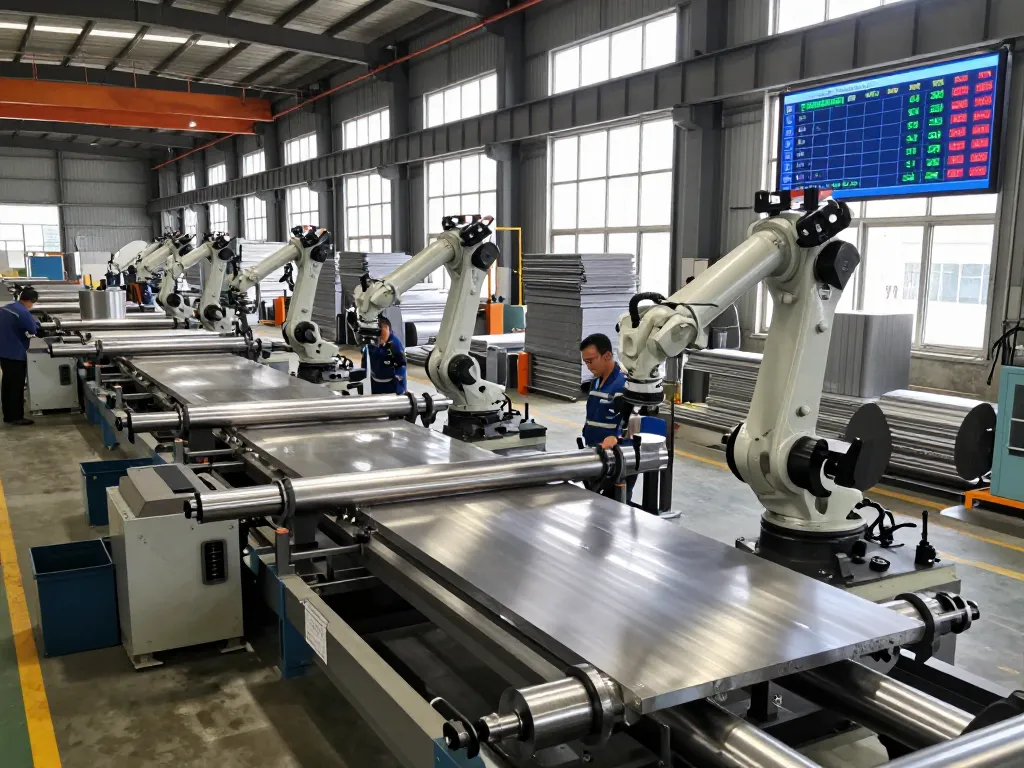 Sumwin stainless steel production facility with advanced machinery and skilled workers in safety gear.