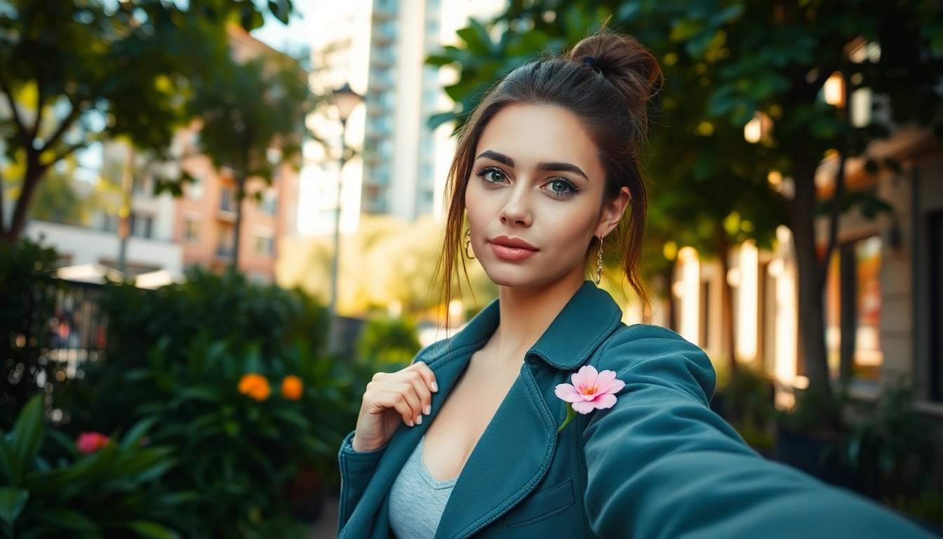 Professioneller dating fotograf für tinder bilder bei der Arbeit mit einer lebhaften Modelaufnahme.