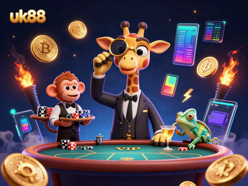 Experience thrilling gaming at uk88 with a vibrant scene of animated casino characters bringing excitement to life.