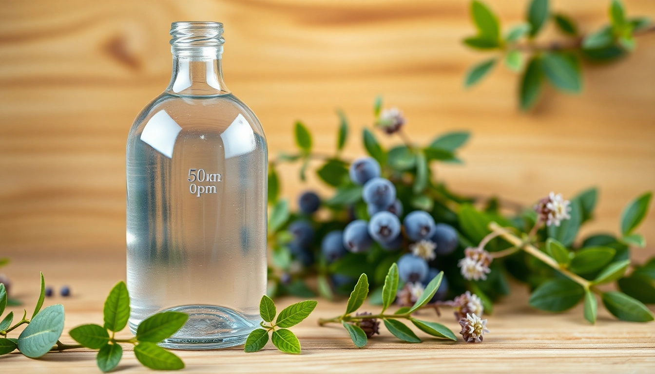 Kolloidales Silber 50 ppm in einer eleganten Flasche auf Holz präsentiert, um natürliche Reinheit und Qualität zu betonen.