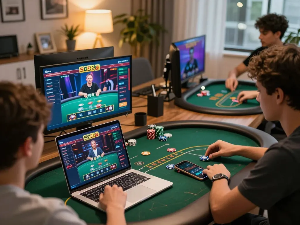 Engaging online gaming session on sc88 platform with users immersed in poker gameplay.