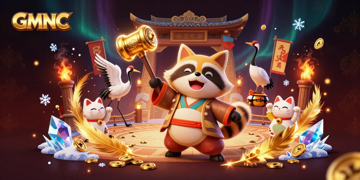 Engage with GMNC's vibrant gaming scene featuring colorful characters and dynamic casino elements.