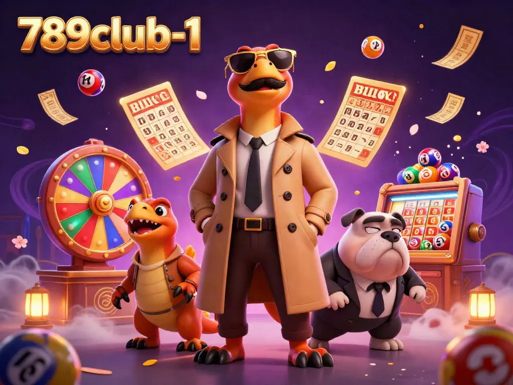 Experience the excitement of 789club-1 with raptors in a trench coat entering a casino lounge.