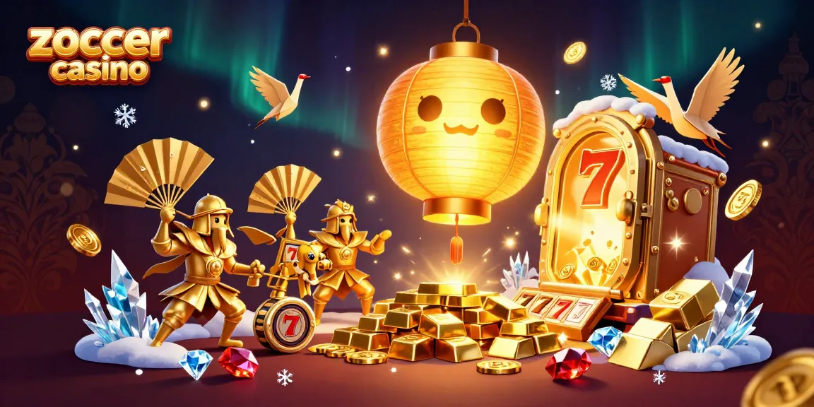 Zoccer casino illuminates the night with golden treasures, vibrant characters, and slot reels.