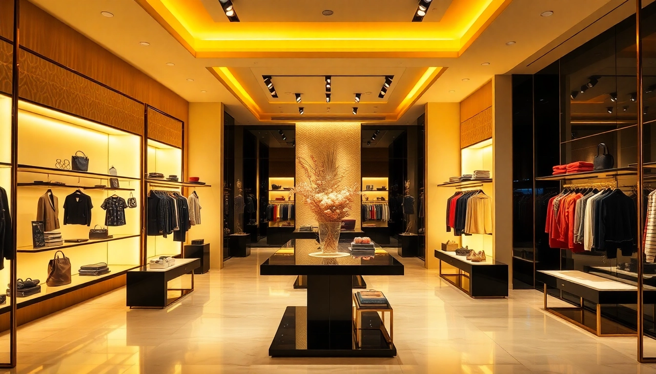Explore luxury fashion details in a modern store setting, highlighting textures and elegant design.