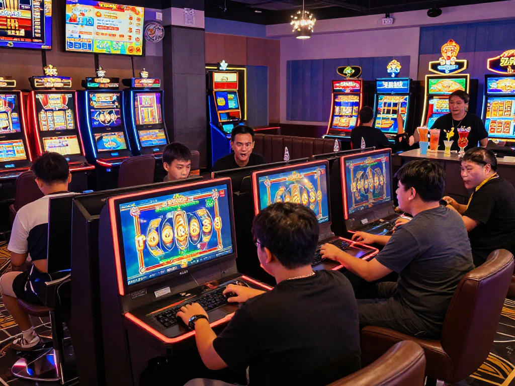 Players enjoying the excitement of 'rokok88' gaming in a modern online casino.