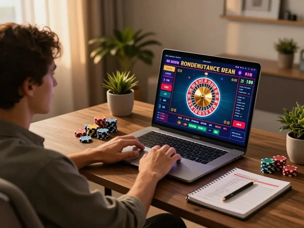 Engaging in online gaming with 11win, showcasing a person enjoying a roulette game at home.