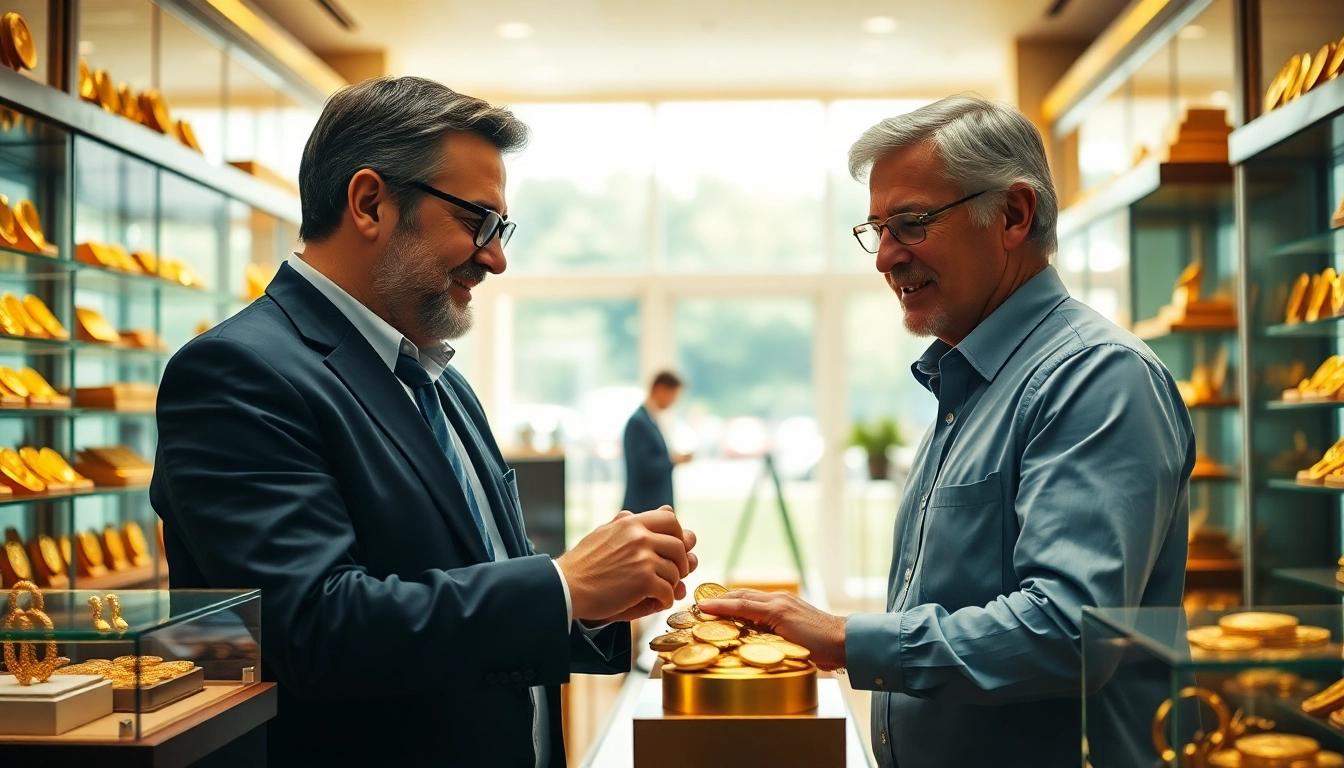 Gold verkaufen Berlin: Kundenberatung bei Goldverkauf in einem eleganten Geschäft.
