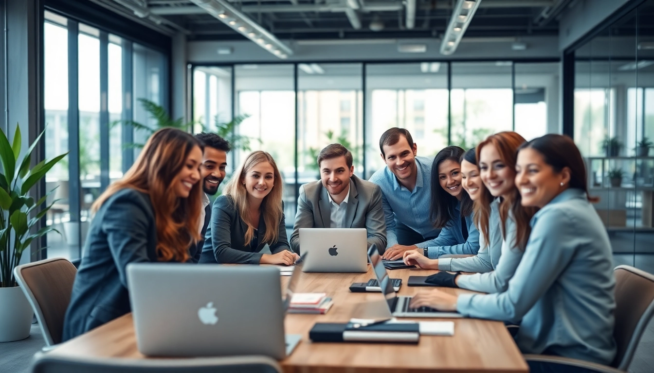Efficient IT outsourcing offered by okm Magdeburg in a collaborative office environment.