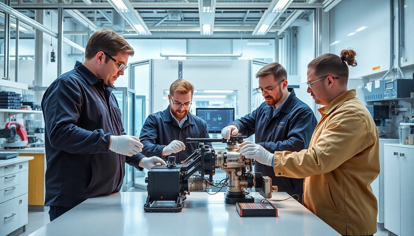 Engineers conducting a Funktionsprüfung in a modern lab environment.