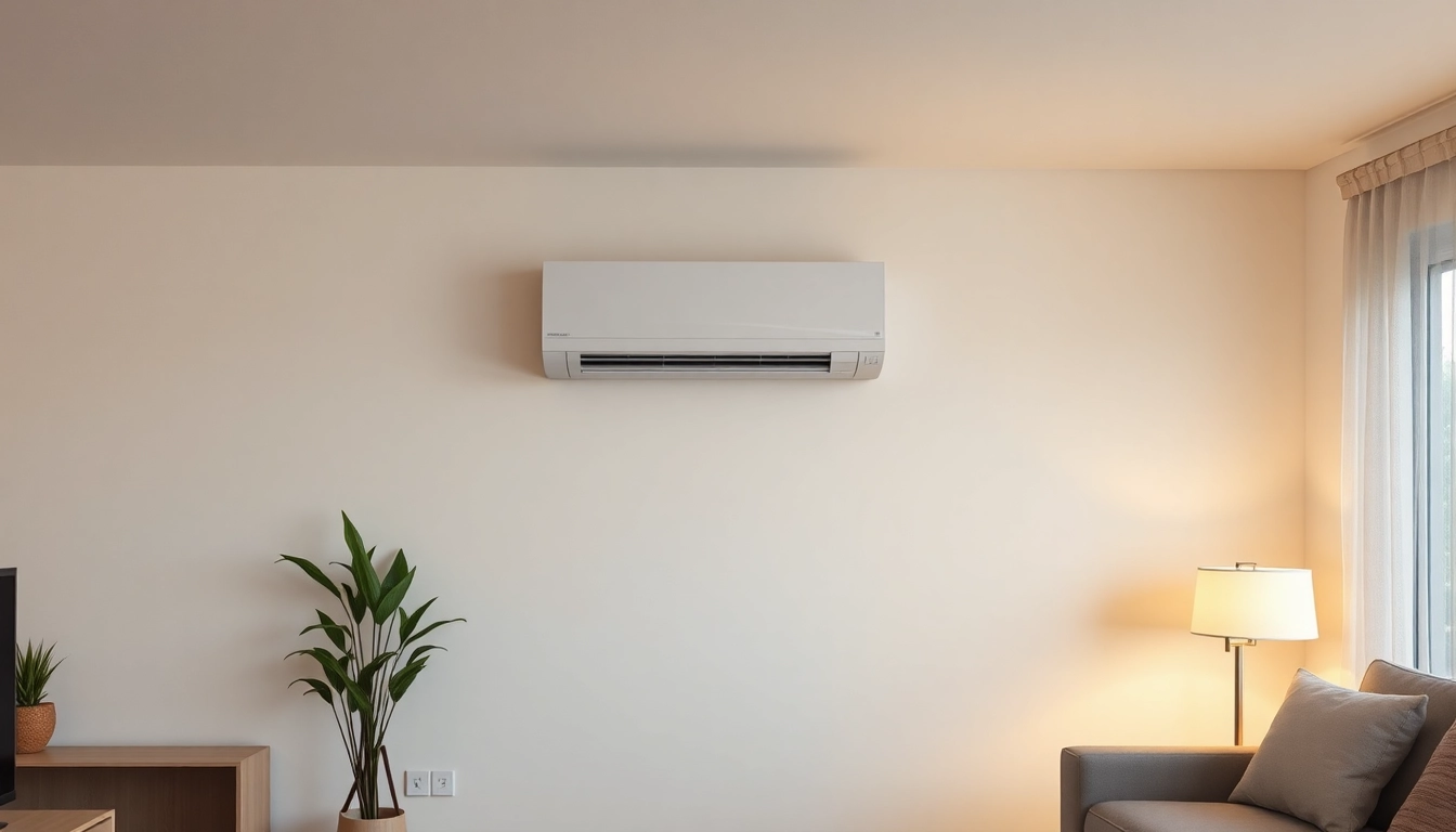 Effiziente Klimaanlage installieren in einem stilvollen Wohnraum mit minimalistischem Design.