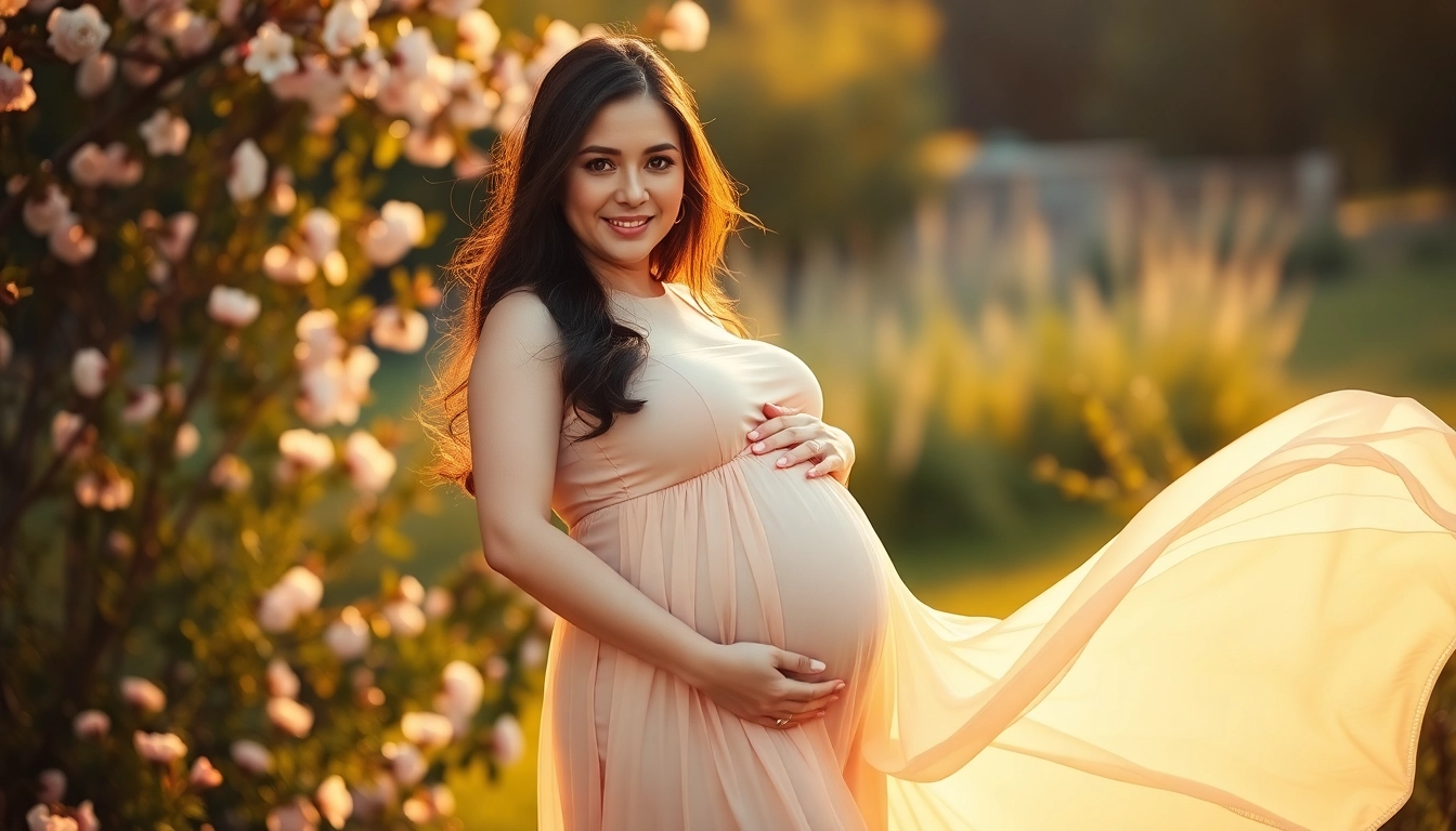 Erlebe ein emotionales Babybauch Shooting München mit einer leuchtenden werdenden Mutter in der Natur.