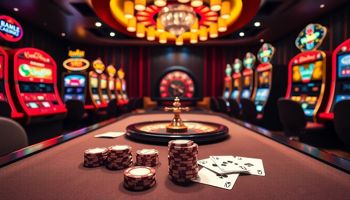 Experience the excitement of km88vip with vibrant casino tables and lively slot machines.