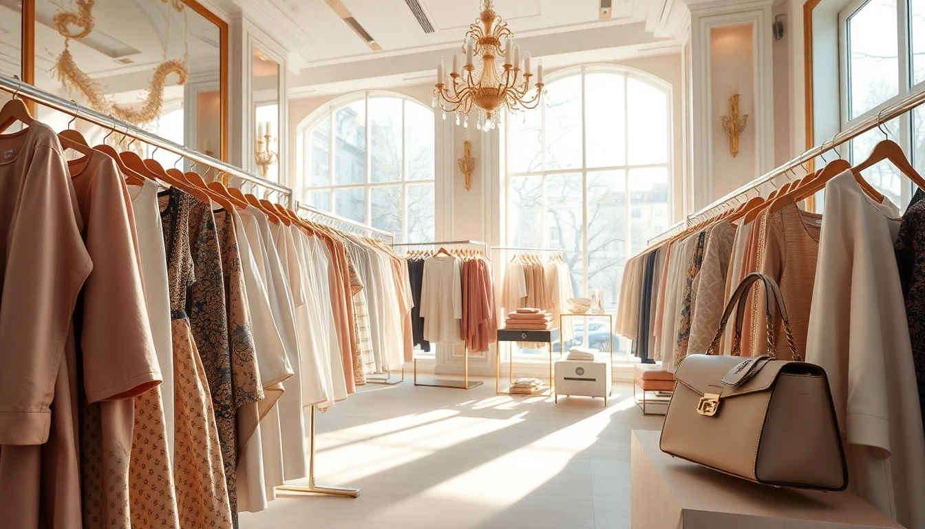 Alvionz luxury fashion store displaying exquisite designer collections in an elegant setting.