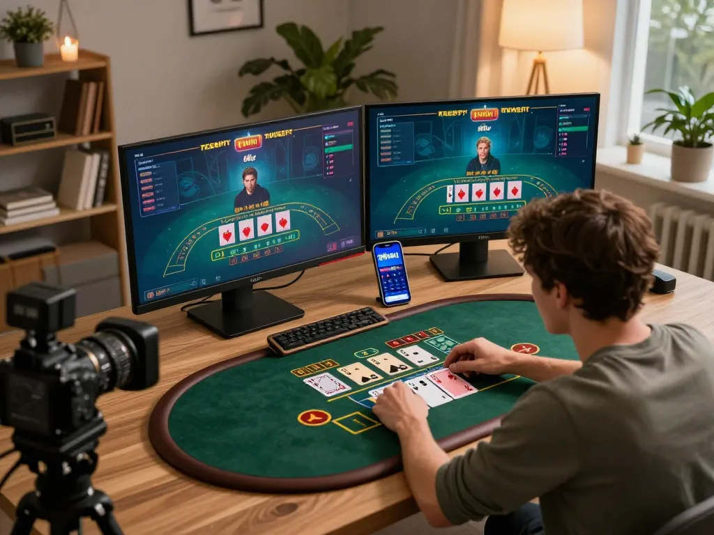 Engaging online blackjack session on 58win1 with players enjoying strategic gameplay in a cozy setting.