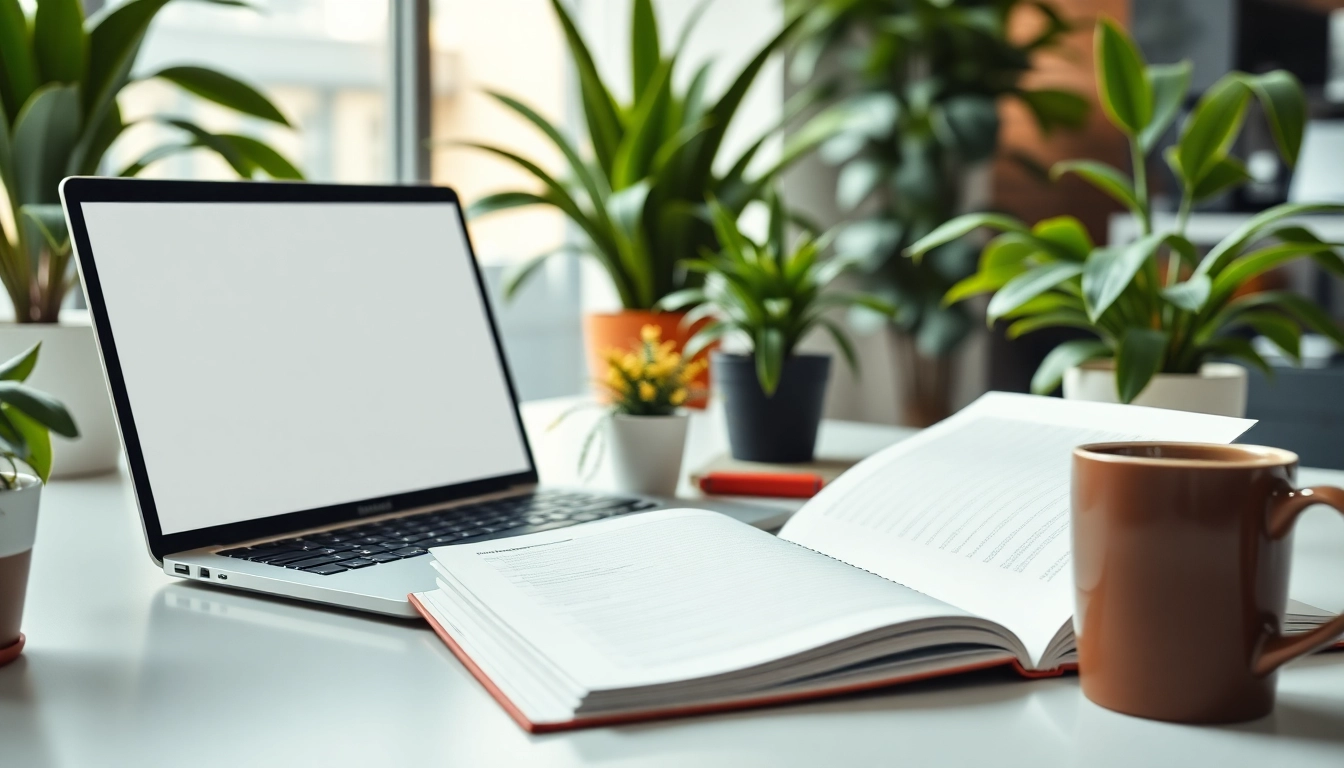 Gestalten Sie den robosaugertest.de Blog mit einem eleganten Arbeitsbereich und einem Laptop.