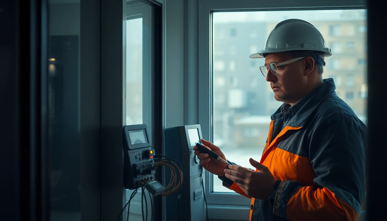 Techniker führt eine DGUV V3 Prüfung an elektrischen Geräten durch, um Sicherheit und Funktionalität zu gewährleisten.