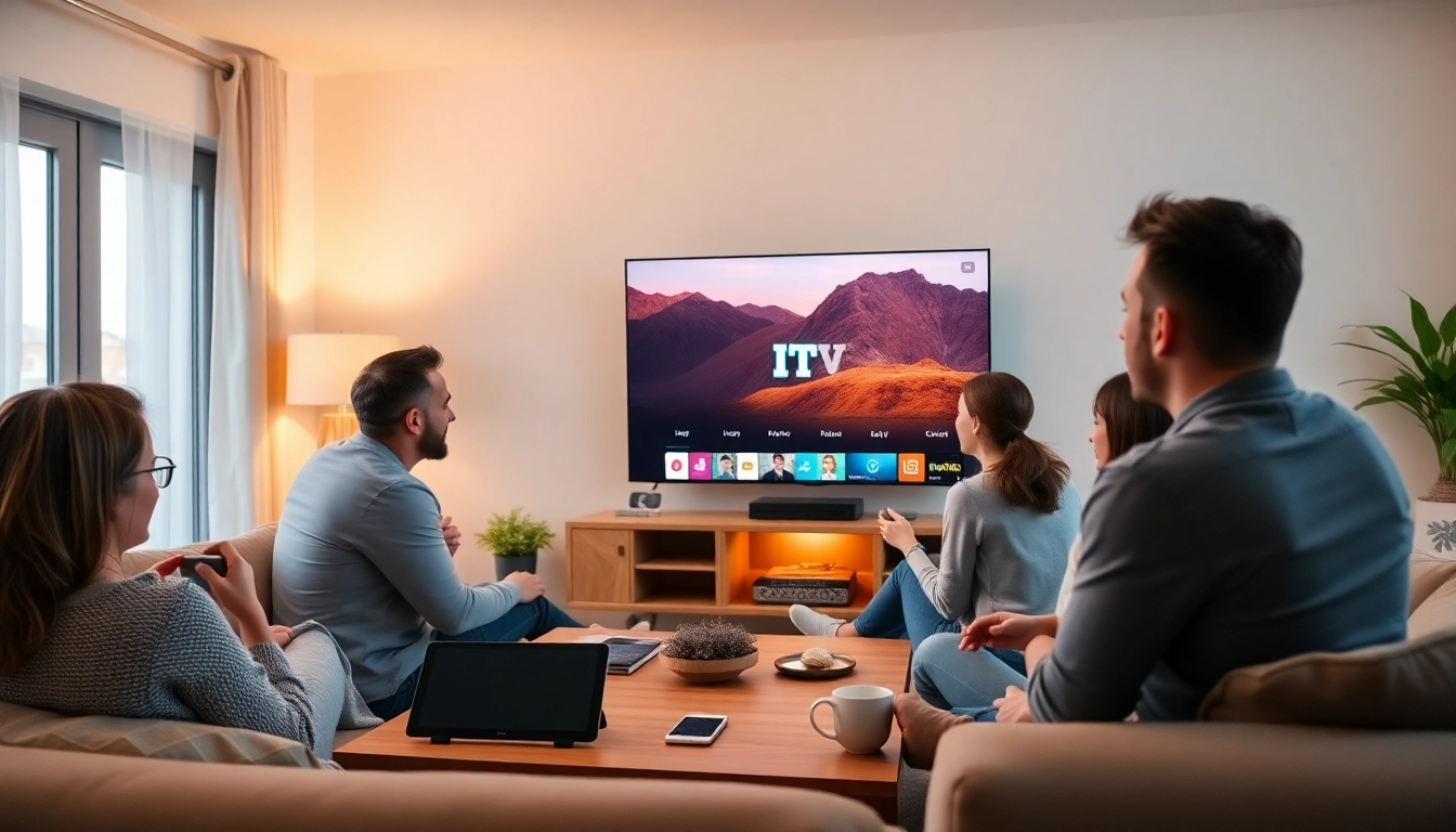 Stream IPTV kaufen for ultimate home entertainment with family enjoying watching together.