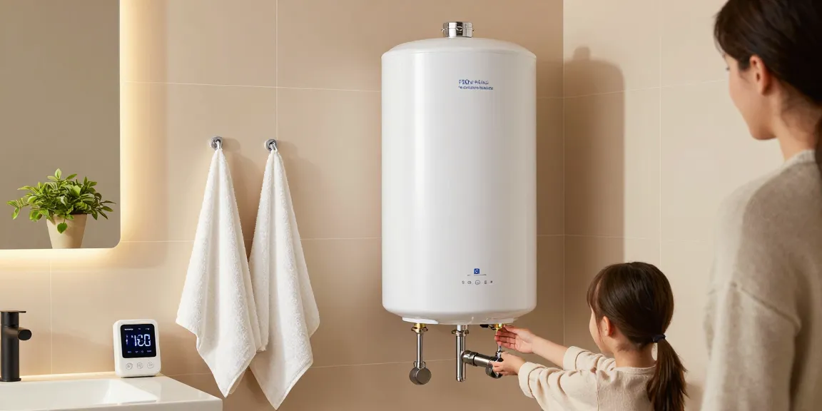 Warmwasserspeicher 150 liter testsieger in modernem Badezimmer mit intuitivem Thermostat und gemütlicher Dekoration präsentiert.