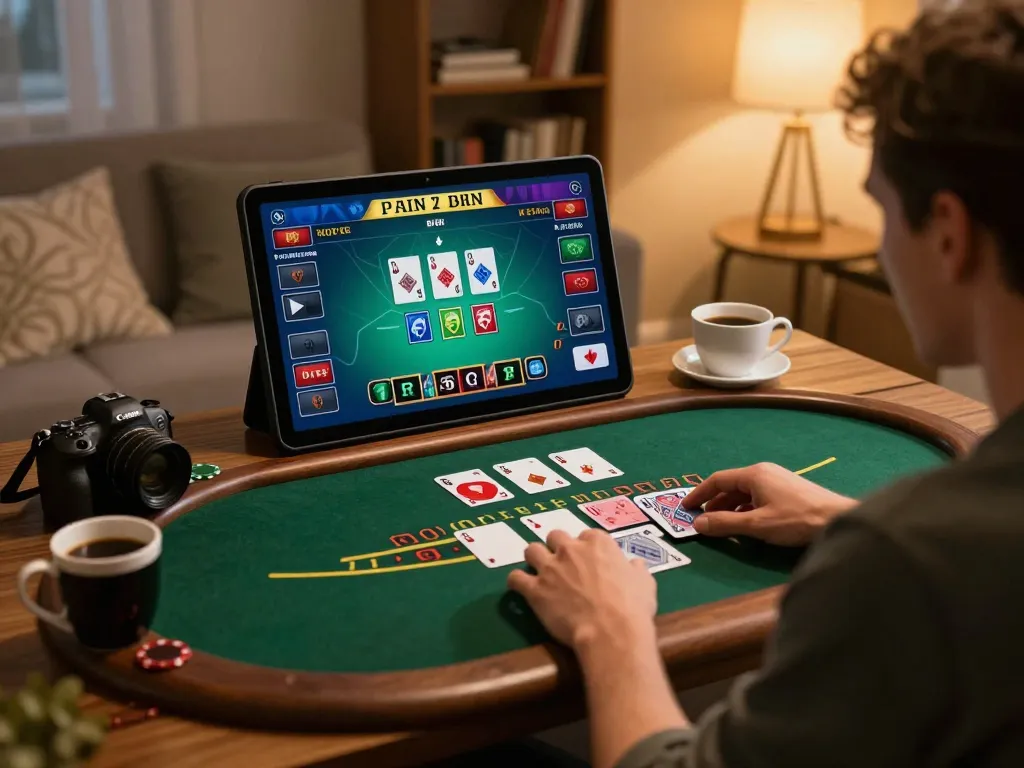 Engaging in a blackjack game online, showcasing strategic gameplay with 79king giving experience.