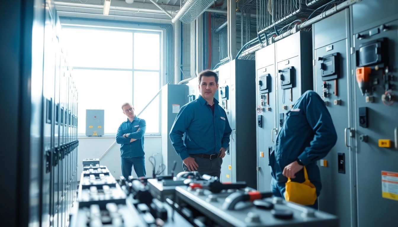 Prüfung ortsfester elektrischer Anlagen durch Techniker in einem professionellen Umfeld.