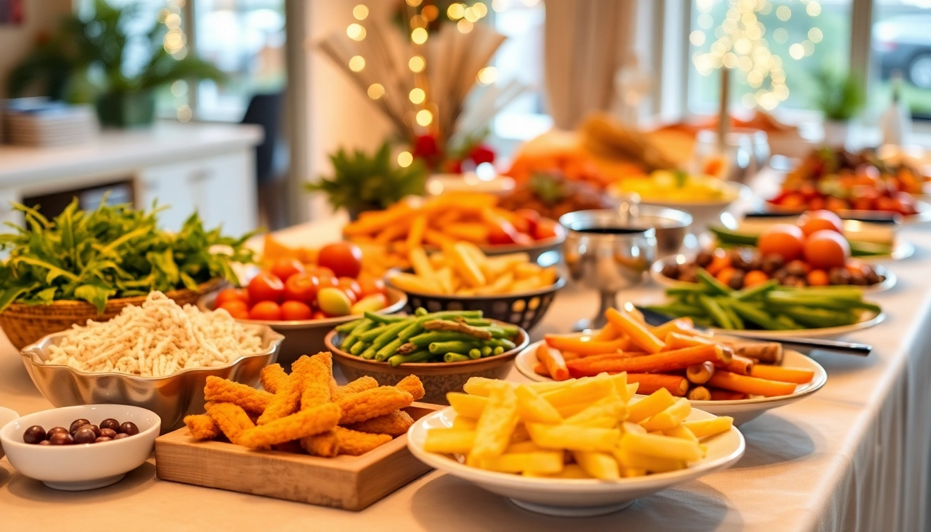 Catering-Buffet mit frischen, saisonalen Zutaten und ansprechender Präsentation für Event oder Feier.
