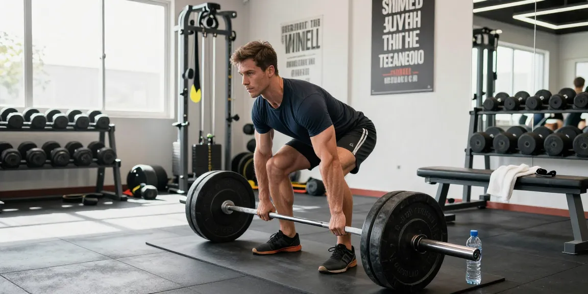 Anabolika Shop Deutschland zeigt einen Bodybuilder beim Heben von Gewichten in einem modernen Fitnessstudio, der Stärke und Engagement verkörpert.