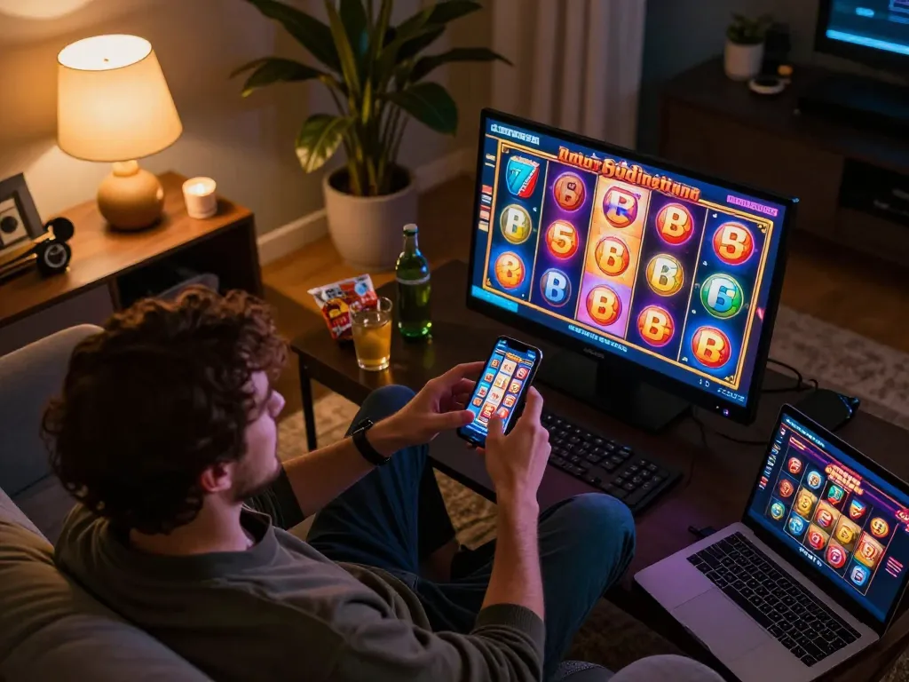Nạp tiền qq88 while playing online slots on mobile in cozy living room