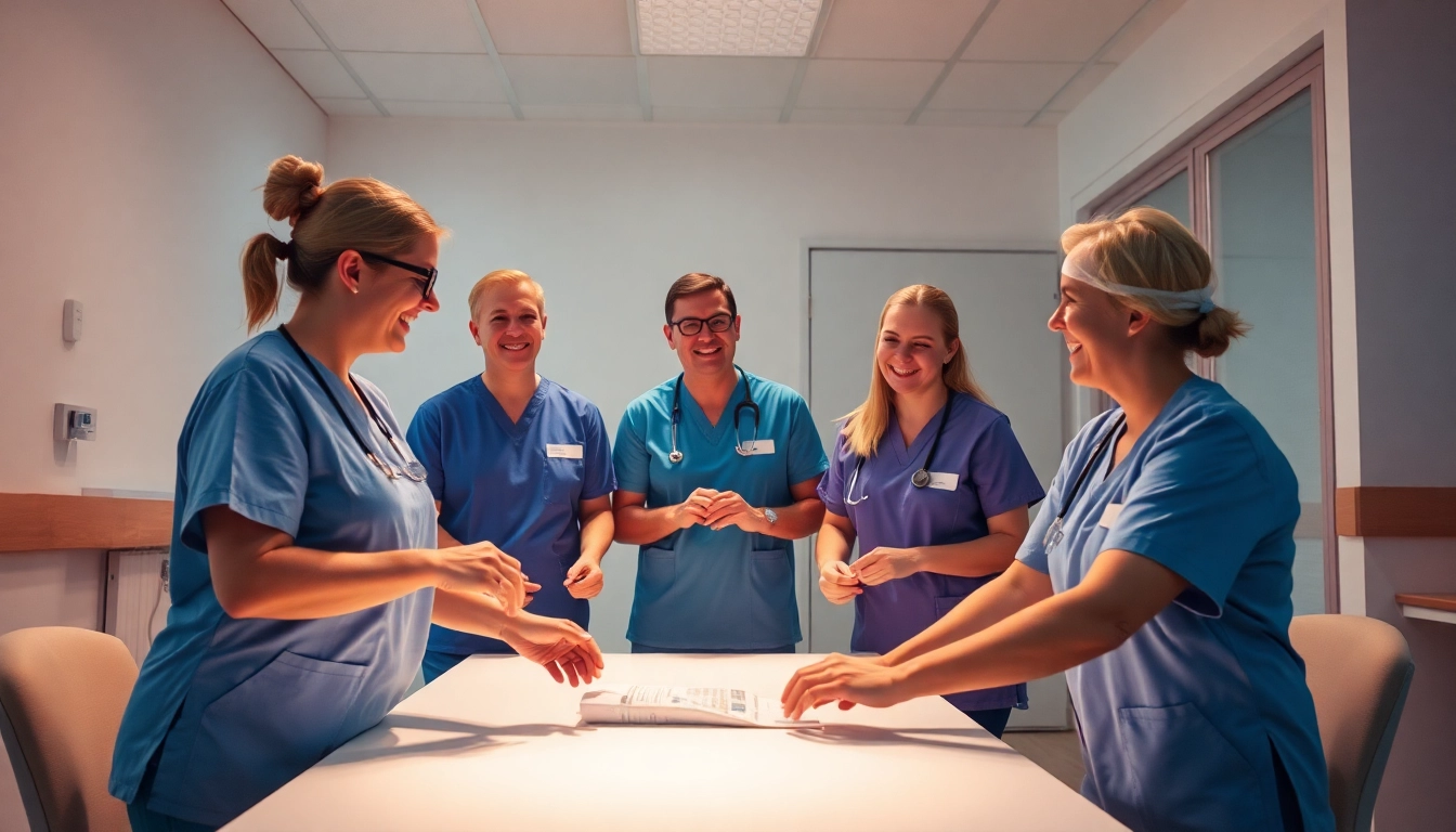 Engagiertes Pflege-Team bei der personalgewinnung in der pflege, das zusammenarbeitet und positive Energie ausstrahlt.