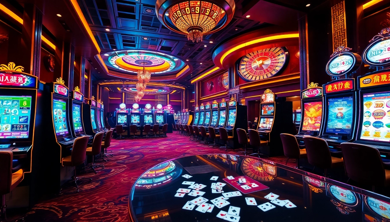 Enjoying a thrilling nổ hũ gaming experience in a luxurious casino environment filled with excitement.