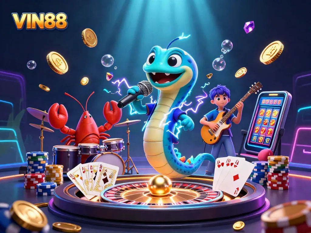 Experience exhilarating games and vibrant rewards at VIN88's underwater casino with electric performances.