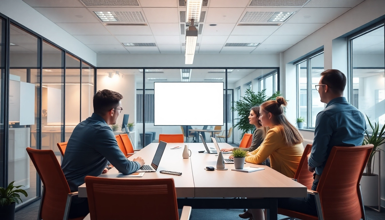 Unternehmensanimation im modernen Büro, die Kreativität und Teamarbeit fördert.
